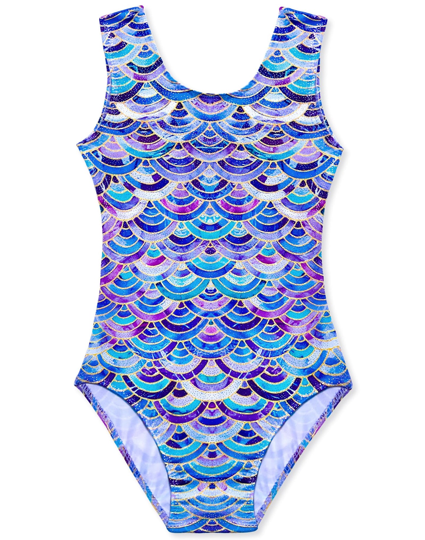 Domusgo Gymnastics Leotards for Girls Size 7-8 Years Old Colorful Scale Sparkly One Piece Tumbling Outfits