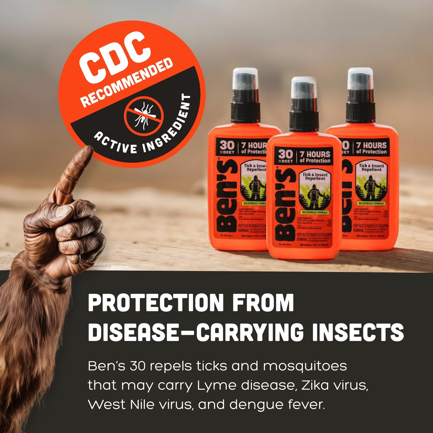 Ben's Tick & Insect Repellent - Travel Size Bug Spray with 30% DEET for Mosquitoes, Ticks & More - Up to 7 Hours of Protection - Fragrance-Free - 3.4 Fl Oz (4 Pack)