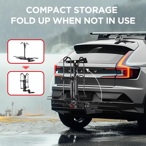 POLESTAR Bike Rack Hitch with Lock, 200 lbs Hitch Mount 2-Bike Rack, Foldable Platform Mount for E-Bike, Up to 5" Fat Tire Bicycle and Standard, fits Car Trucks SUVs RVs Camper Trailer, 2" Receiver