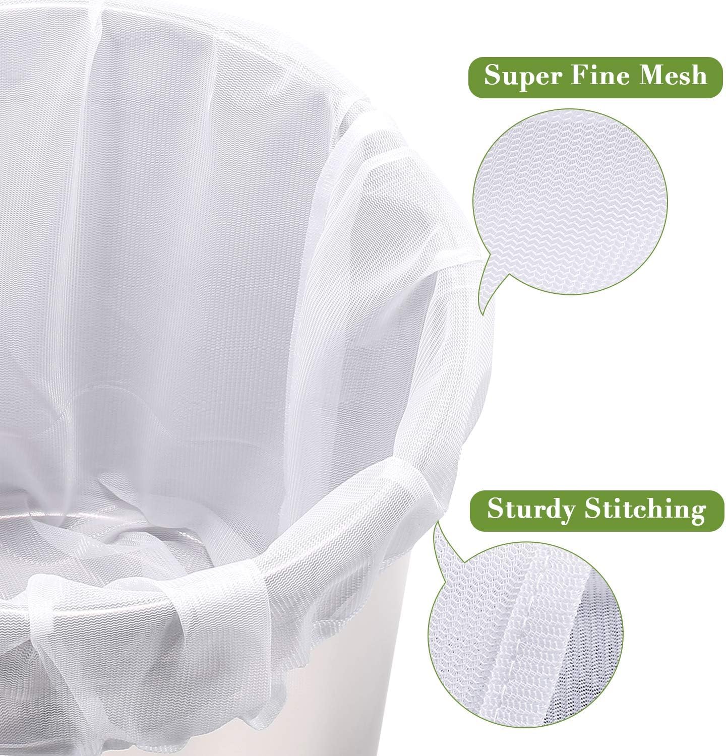 5 Pack Brew Bags Reusable, Extra Large 26"x22" Fine Mesh Strainer Bag for Home Brewing Hops Grains Wine Beer Making Drawstring Straining Brew in a Bag