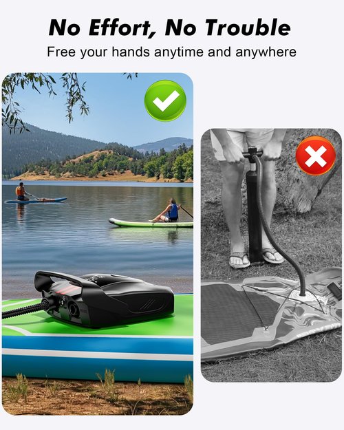 CAZITE 50PSI Paddle Board Pump Electric Portable, SUP Air Pump for Paddleboard with Auto-Off, Deflate Function, and 12V DC Car Connector for Stand Up Paddle Boards, Boats, Tents, Mattresses