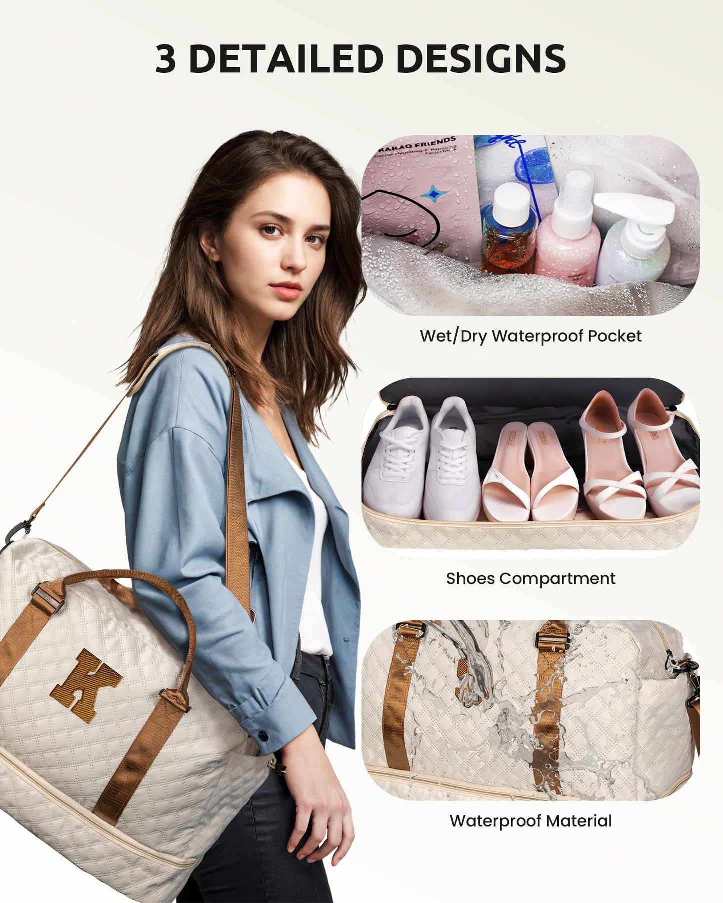 Vogewood Travel Bags for Women/Teen Girls - Initial Weekender Bags Overnight Travel Bag with Shoe & Makeup Compartment - Personalized Gifts for Women-Monogram Gift for Her-Teen Girl Gifts (Letter H)
