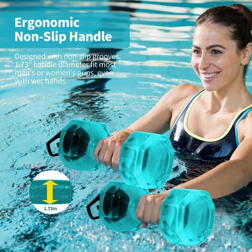 Fstcrt Water Weights for Pool Exercise Set of 2, Aquatic Exercise Dumbbells with Non-Slip Handle, PE Materials Water Dumbbell Aerobics for Water Aerobics Weight Loss (Green)