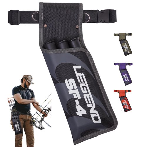 LEGEND SF4 Field Quiver for Arrows - Beginner-Friendly Arrow Quiver with 3 Arrow Tubes, Durable Archery Quiver with Adjustable Belt Strap, High End Waist Quiver, Arrow Holder for Field Archery - Black