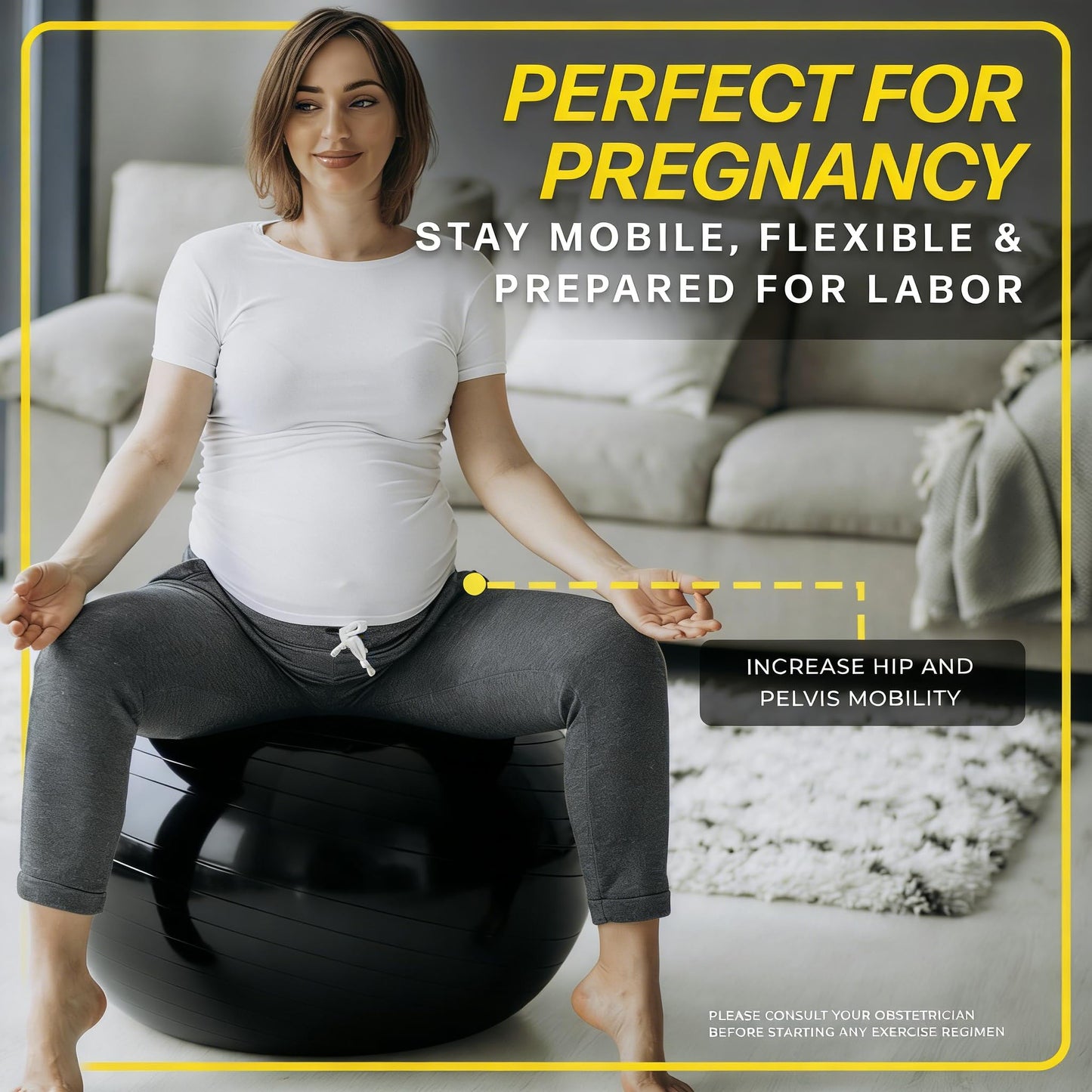 Miloll Exercise Ball - Yoga Ball Anti-Burst and Slip Resistant, for Fitness, Pregnancy, Stability, Balance, Core Workout - Training Ball w/Quick Pump - Office, Home, Gym