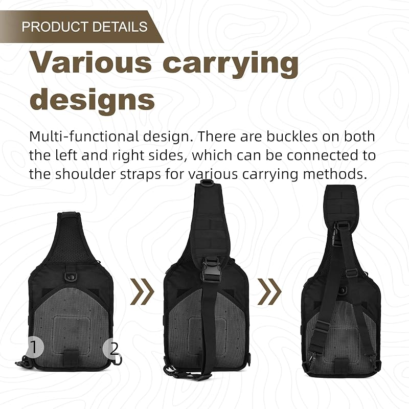 Gracedon Tactical Chest Pack Sling Bag 8L Molle Military Backpack - Black