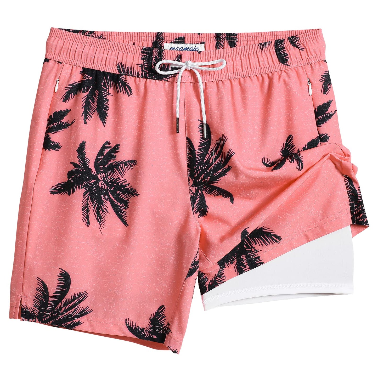 maamgic Swim Trunks Men 2 in 1 Mens Bathing Suit 7 Inch Quick Dry Mens Swimming Trunks with Zipper Pockets