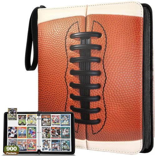 Football Card Binder,900 Pockets Upgraded Trading Card Binder with Zipper, Large Sports Card Holder Include 50 Removable Sleeves,9 Pocket Double Side Card Album Folder for Collection Organizer