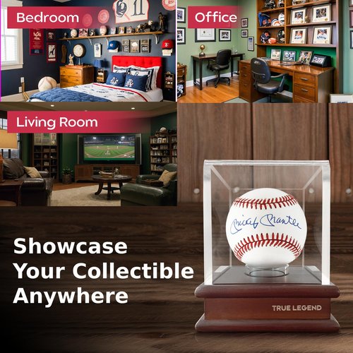 True Legend Baseball Display Case with 99% UV Protection: Premium Baseball Holder with Thick Acrylic Polished Edges - Perfect Display Stand for Sports Memorabilia Collectors