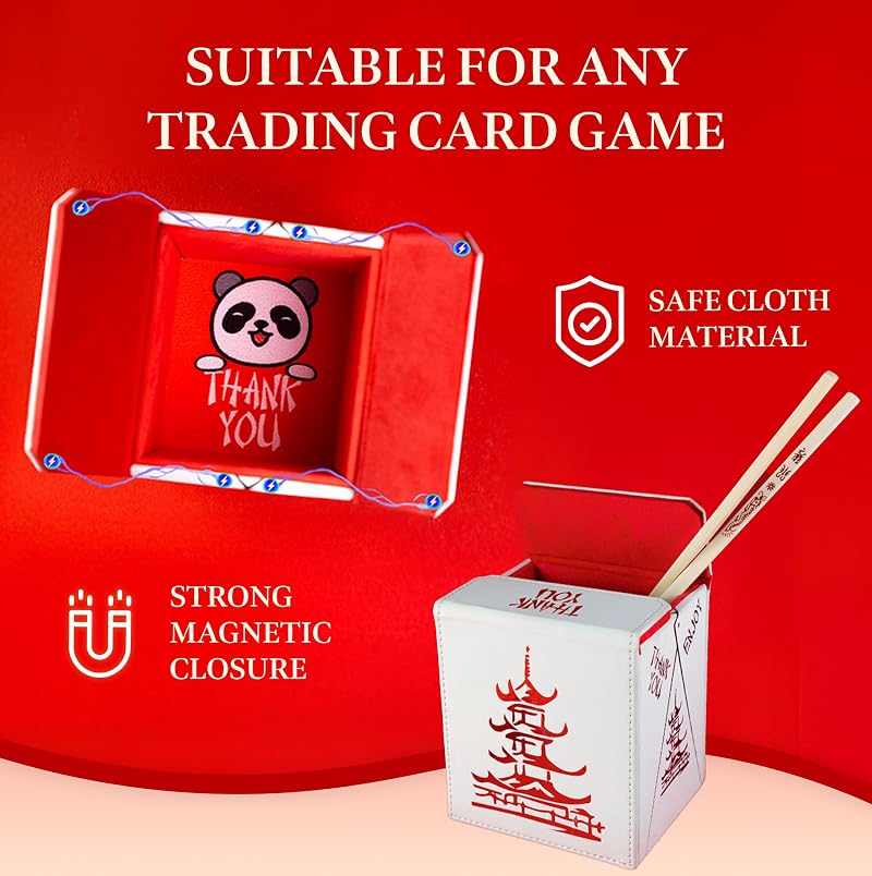 Premium Leather MTG Deck Box - Holds 100 Double-Sleeved Cards, Panda Interior