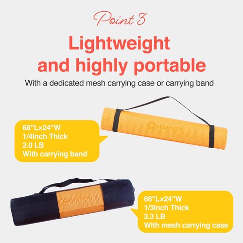 Primasole Yoga Mat with Carry Strap for Yoga Pilates Fitness and Floor Workout at Home and Gym 1/4 thick (Quartz Purple Color) PSS91NH004A