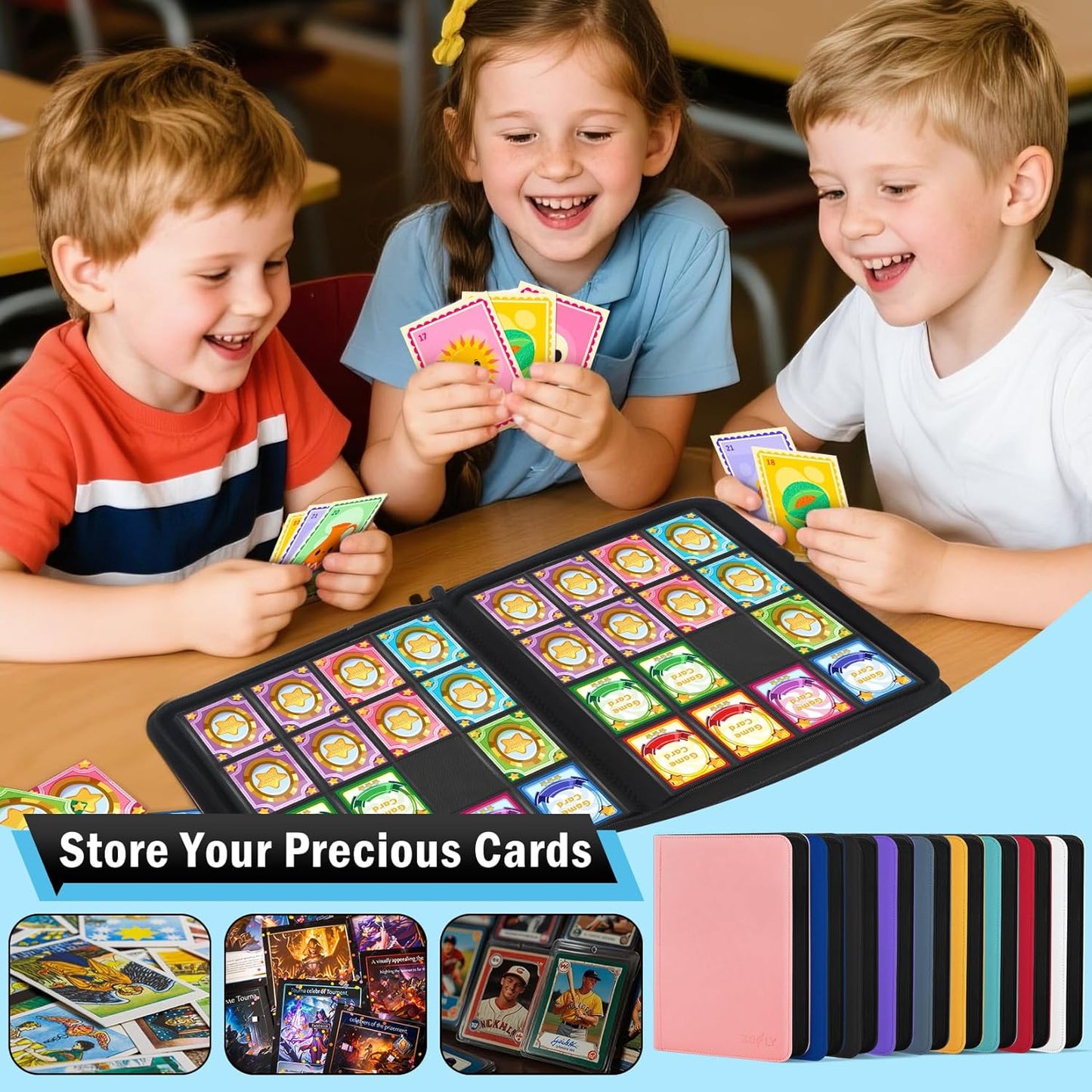12 Pocket Card Binder, Zipper Trading Card Binder, 720 Large Capacity Side Loading Non-Ring Card Album, Double Sided Acid-Free Card Protector Binder, Card Collection for TCG, MTG, Sport Card, Pink