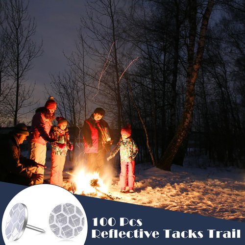 Fullhawl Reflective Tacks Trail Marking Tacks Glow Reflective Mark Trail Markers Thumb Nails for Hunting Hiking Camping Tree Stand(Sliver,100)