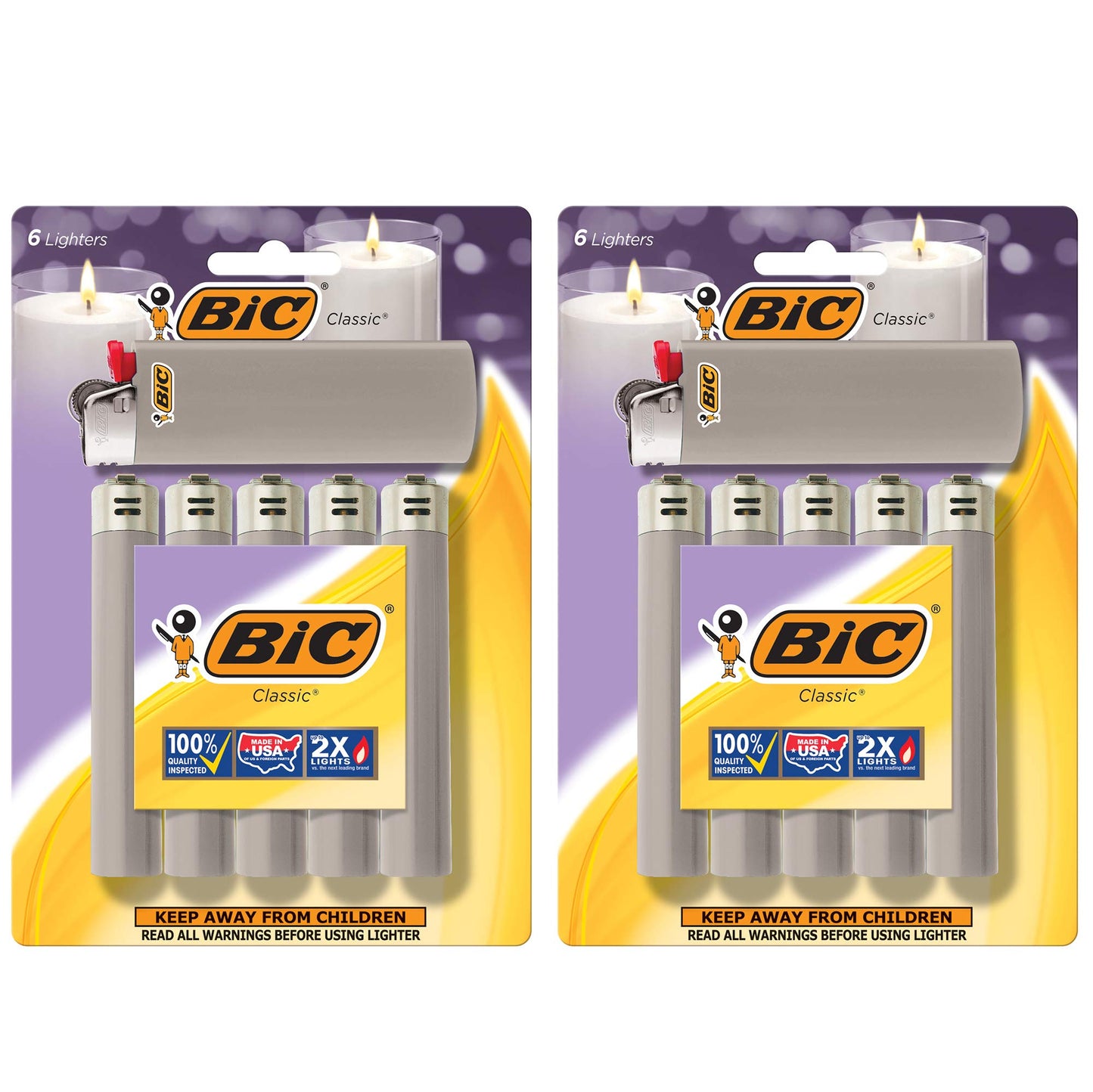 BIC Classic Maxi Pocket Lighter, Gray, 12-Pack (Packaging May Vary)