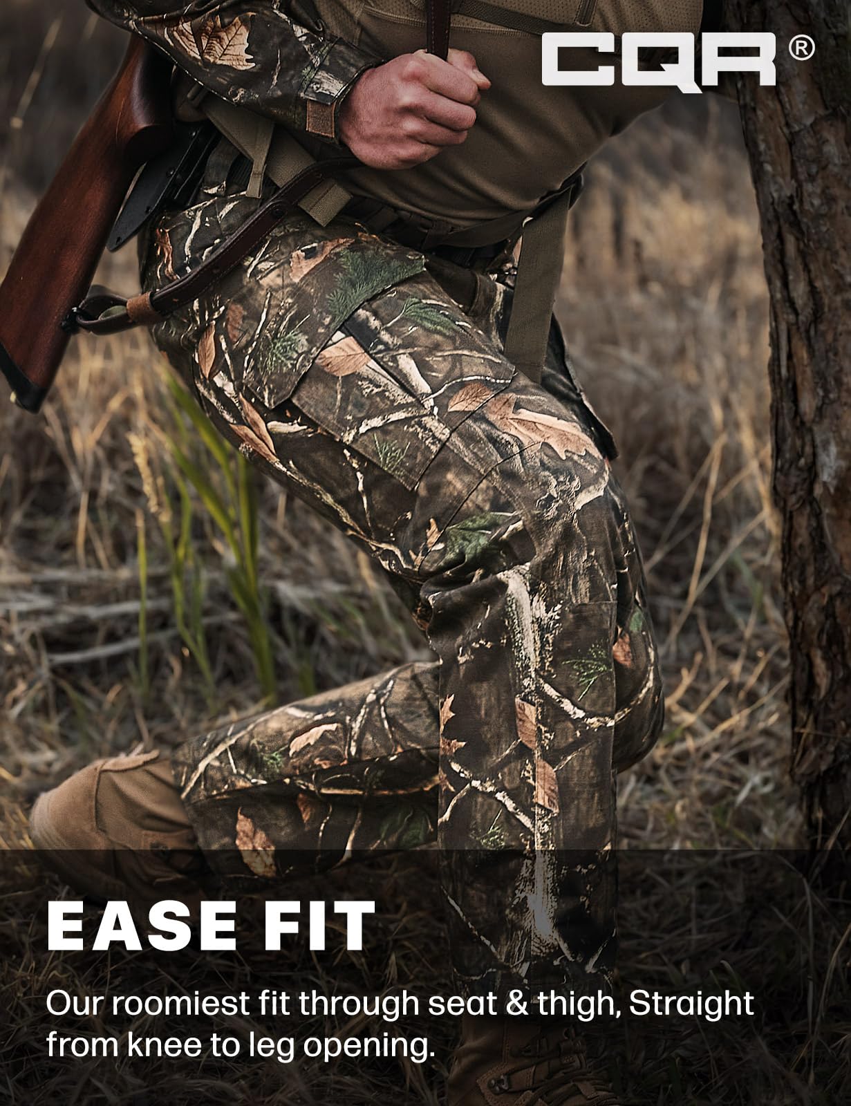 CQR Men's Tactical Pants, Water Resistant Ripstop Cargo Pants, Lightweight EDC Work Hiking Pants, Outdoor Apparel, Duratex Mag Pocket Print Hunting Camo, 40W x 34L