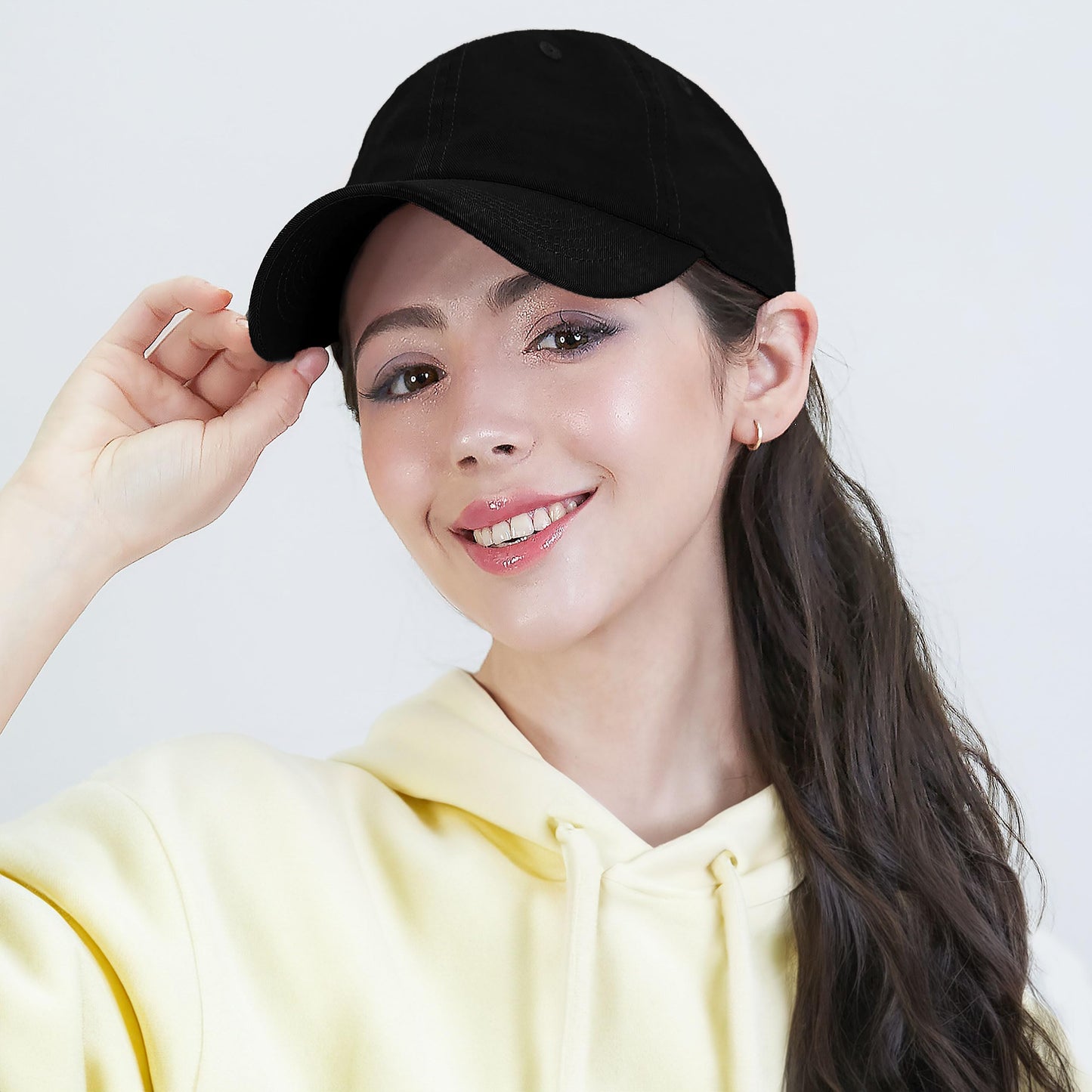 Cotton Baseball Cap Dad Hat – Washed Low Profile Adjustable Hat for Men Women Casual Outdoor Running Golf(Solid Black)