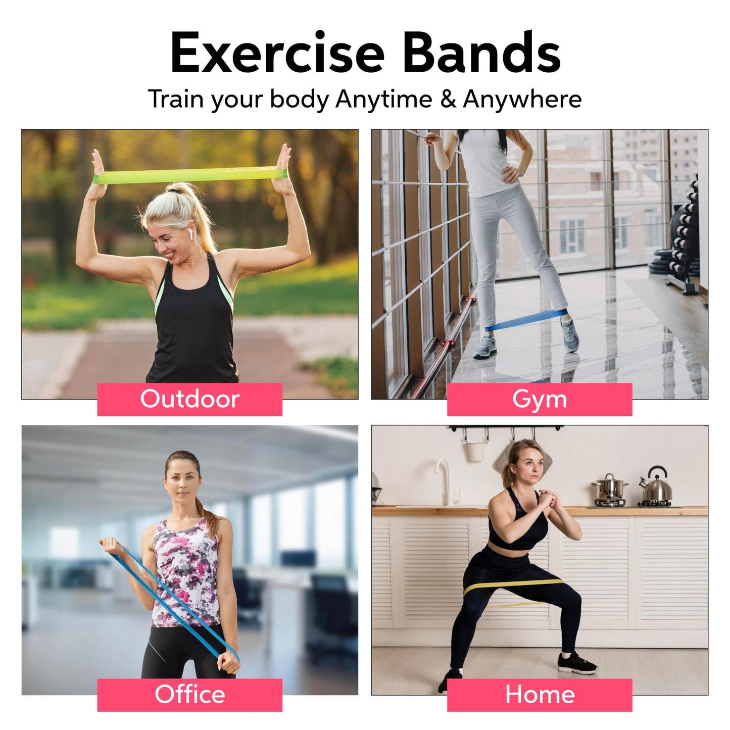 New Horrizon Resistance Bands for Working Out Set of 5 with Carry Bag, Resistance Loop Exercise Bands for Strength Training, Physical Therapy & Pilates, Home Gym Workout Equipment for Men & Women