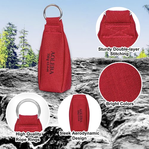 AOLEBA Arborist Throw Line Kit, Slick Arborist Rope Throw Weight Set with Reflective Storage Bag, 100% Polyester Rope, Arborist Equipment for High Limb, Throwing, Climbing, Tree Cutting