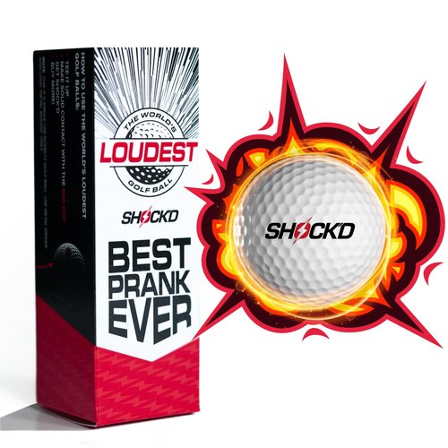 SHOCK'D GOLF BALLS - The World's Loudest Golf Ball - Viral Prank Ball (Sleeve of 3, Novelty) - White Dot Botton