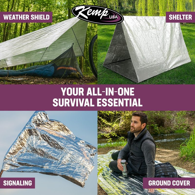 Kemp USA Emergency Mylar Blanket Pack of 25 Lightweight Thermal Reflective Survival Blanket First Aid Disaster Preparedness Camping Vehicle Bug Out Bag Emergency Supply Gear