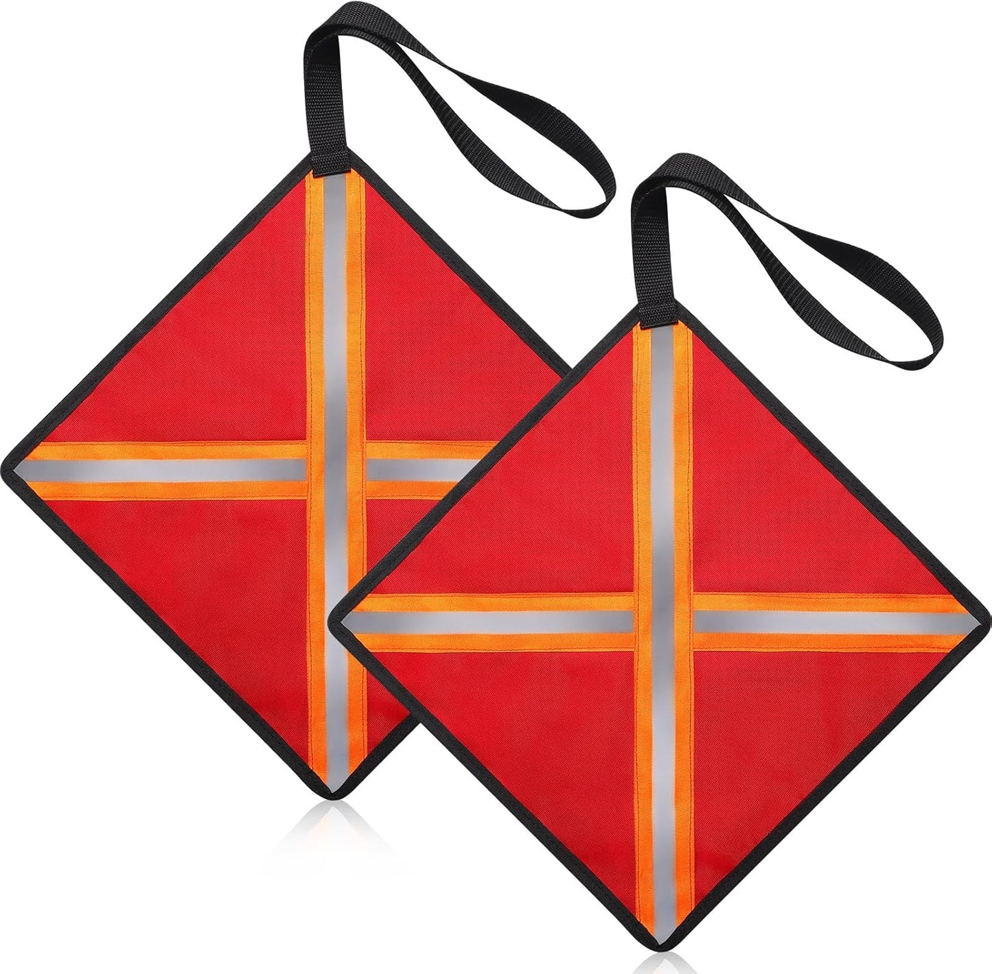 2PCS Kayak Flag, 13x13 in Red Flag for Truck Loads, High Visibility Reflective Safety Flags for Trucks Boat Kayak Canoe SUP Towing, Trailer Warning Flags Tear-Resistant Reinforced Edge, Weather Proof