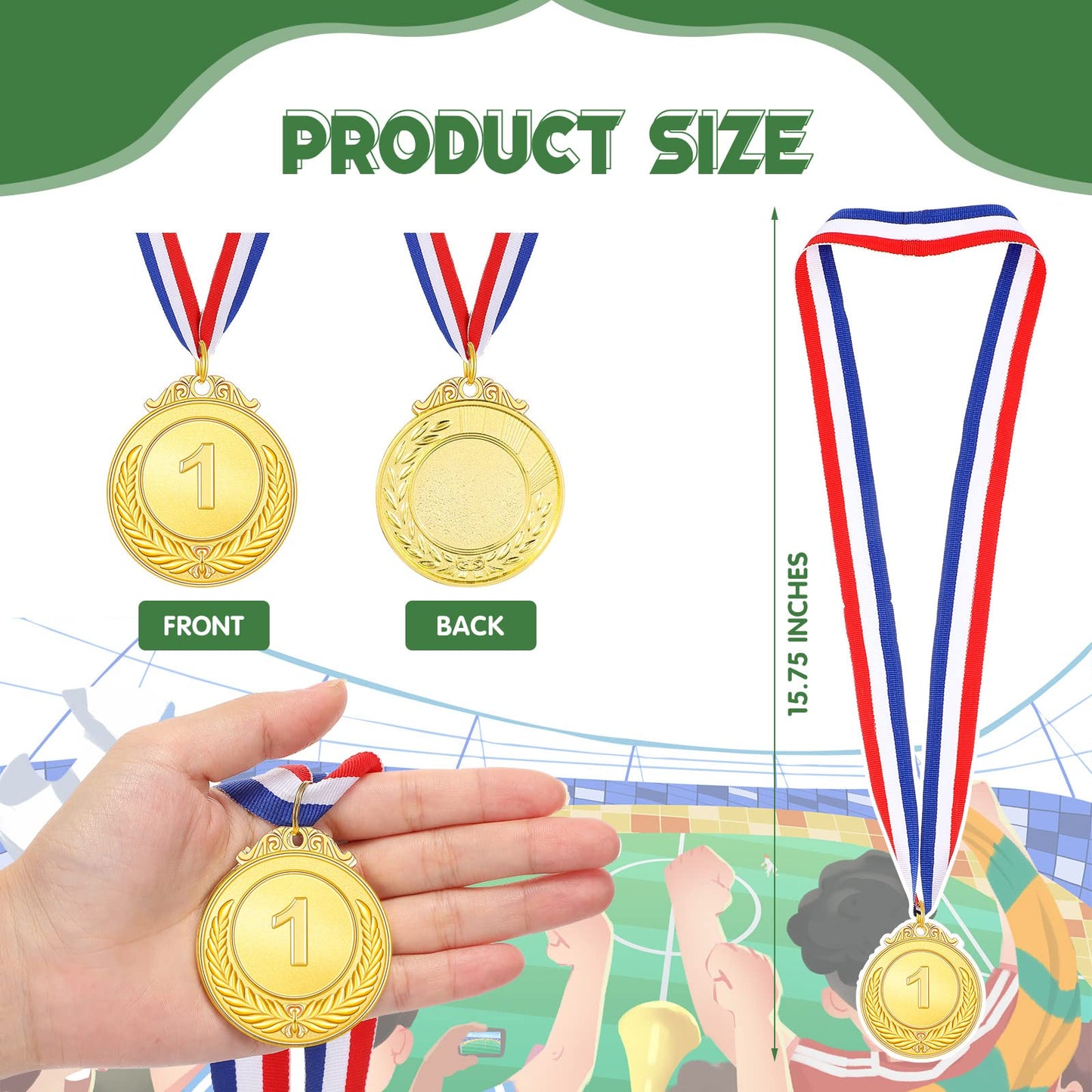 Yinkin 24 Pieces 24/36/48 Pack Gold Award Medals, Kids 1st Place Medals