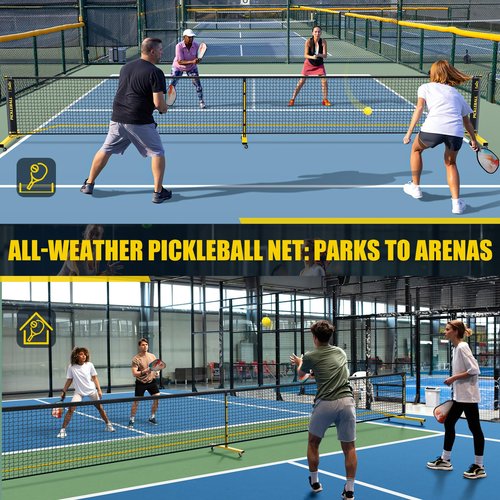 Pickleball Set Net with 4 Paddles, 6FT/11FT/22FT Portable 3-in-1 Pickle Ball Net with Carry Bag, Pickleballs, Designed for All Weather Conditions Steady Metal Frame for Outdoor Indoor Driveway