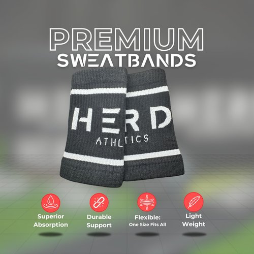 HERD Athletics Cotton Wrist Sweatbands – Absorbent, Stretchable Wrist Bands for Men & Women – Anti-Chafing, Sweat-Wicking Support for Weightlifting, Cross Training, WODs, Tennis, Running & Fitness
