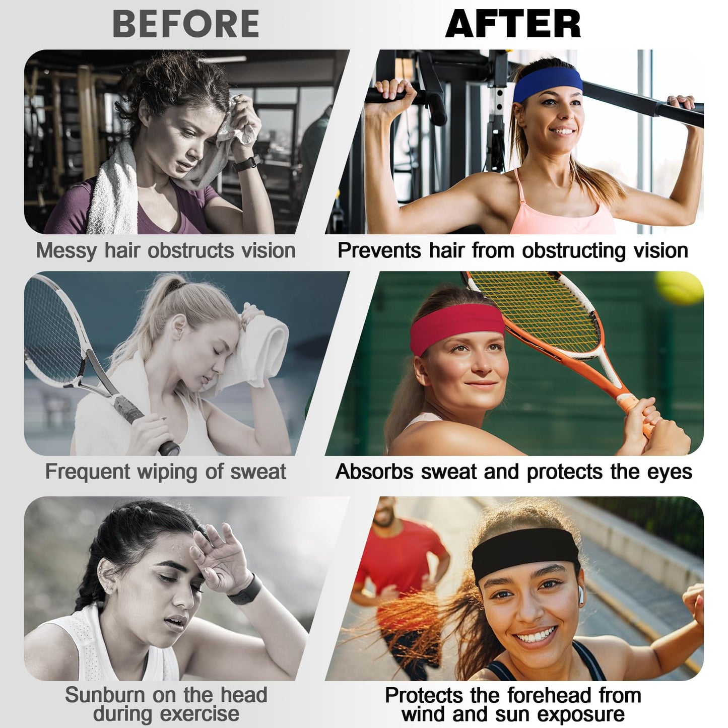 10 PCS Headbands for Women - Fashion Non Slip Cotton Headbands for Women and Men Perfect for Sports and Outdoor Activities in Summer,Including Running, Yoga, Cycling, Gym Workouts