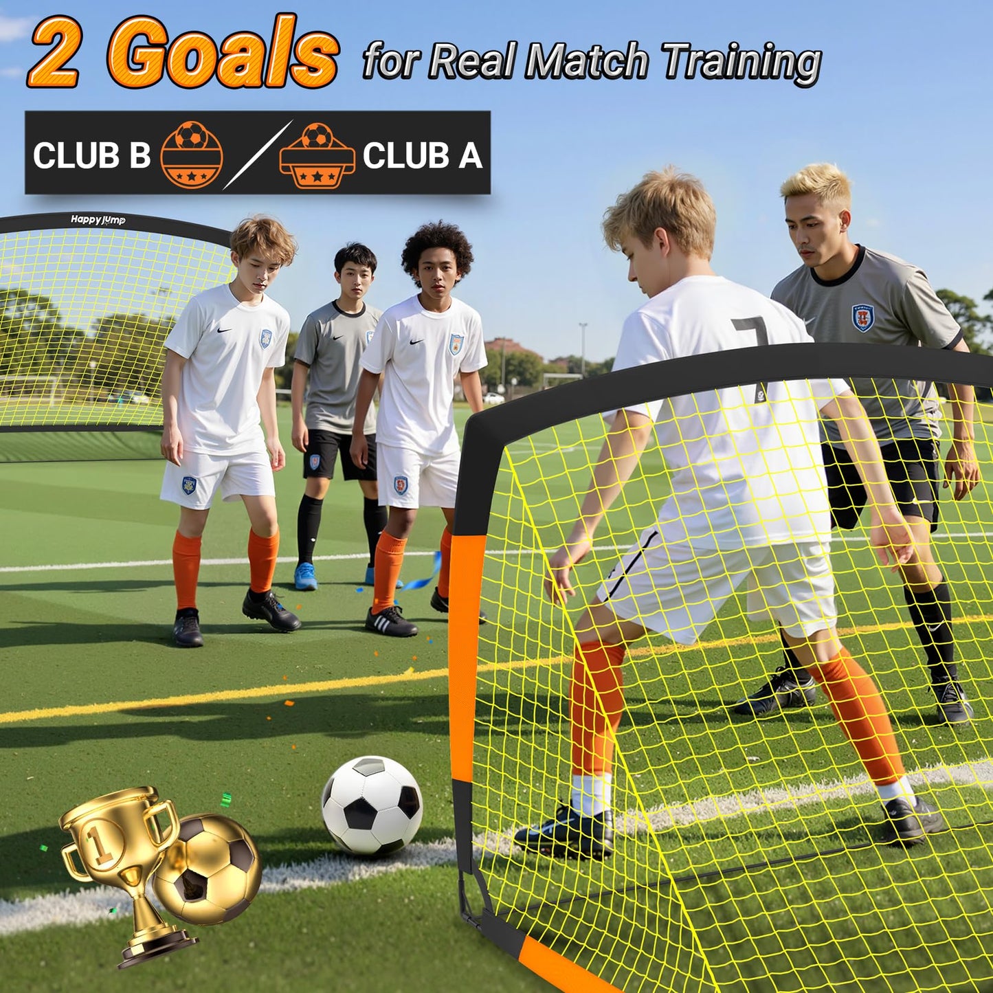 Happy Jump Soccer Goal Soccer Net for Kids Backyard 5x3.6ft, 2 Set