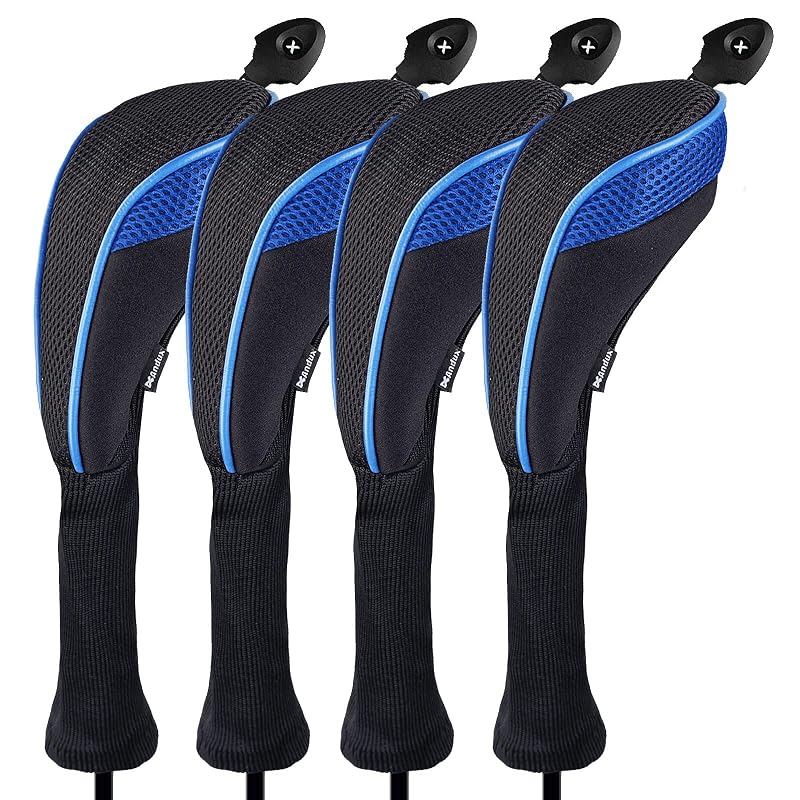 Andux 4 Pack Long Neck Mesh Golf Hybrid Club Head Covers CTMT-01 - Dial No. 3–X, Pull-On