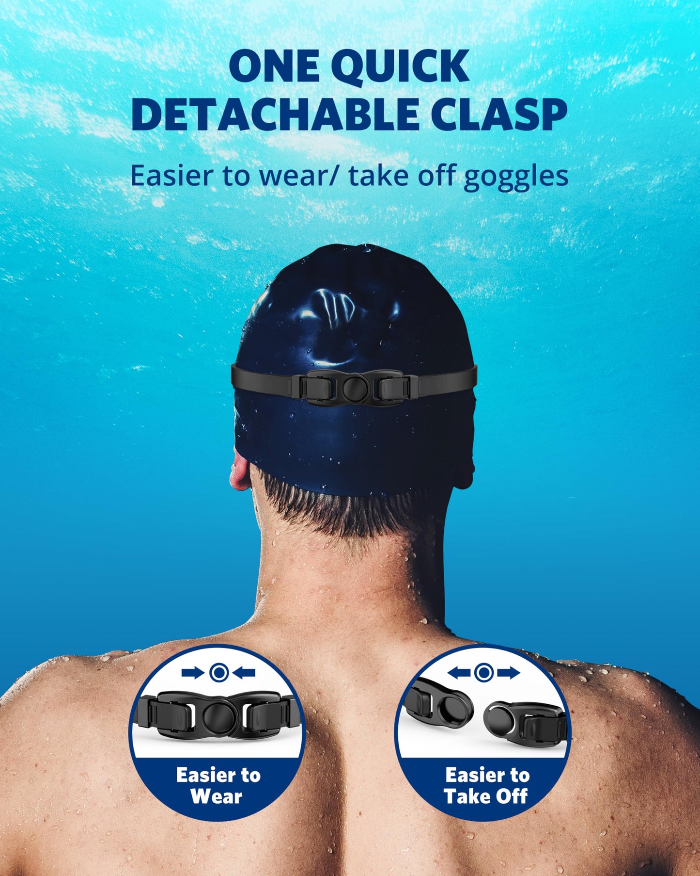 Aegend Swim Goggles, Swimming Goggles No Leaking Full Protection Adult Men Women Youth, Blue-black