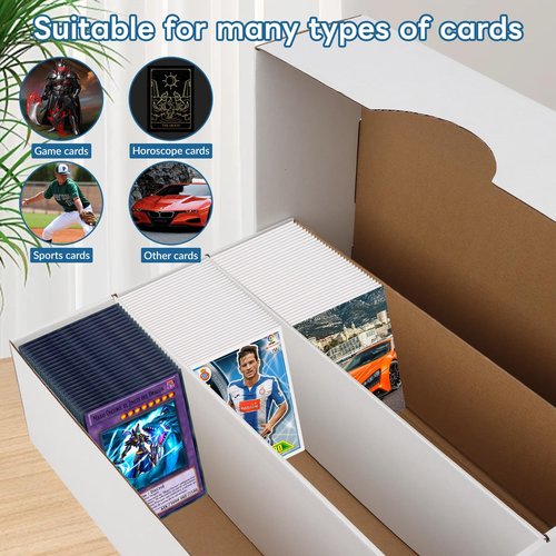 HIMOMO 6 Pack Trading Card Storage Box, 2340 Count White Sports Card Organizer for Storing, Protecting and Organizing Soccer, Basketball Game Cards