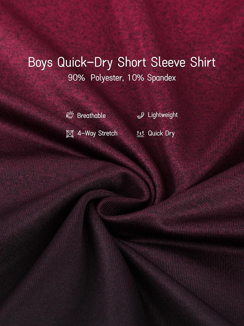 5 Pack Boys Athletic T-Shirts Dry Fit – Quick-Dry Active Tees with Variation: Black, Gray, Navy, Maroon, Mixed