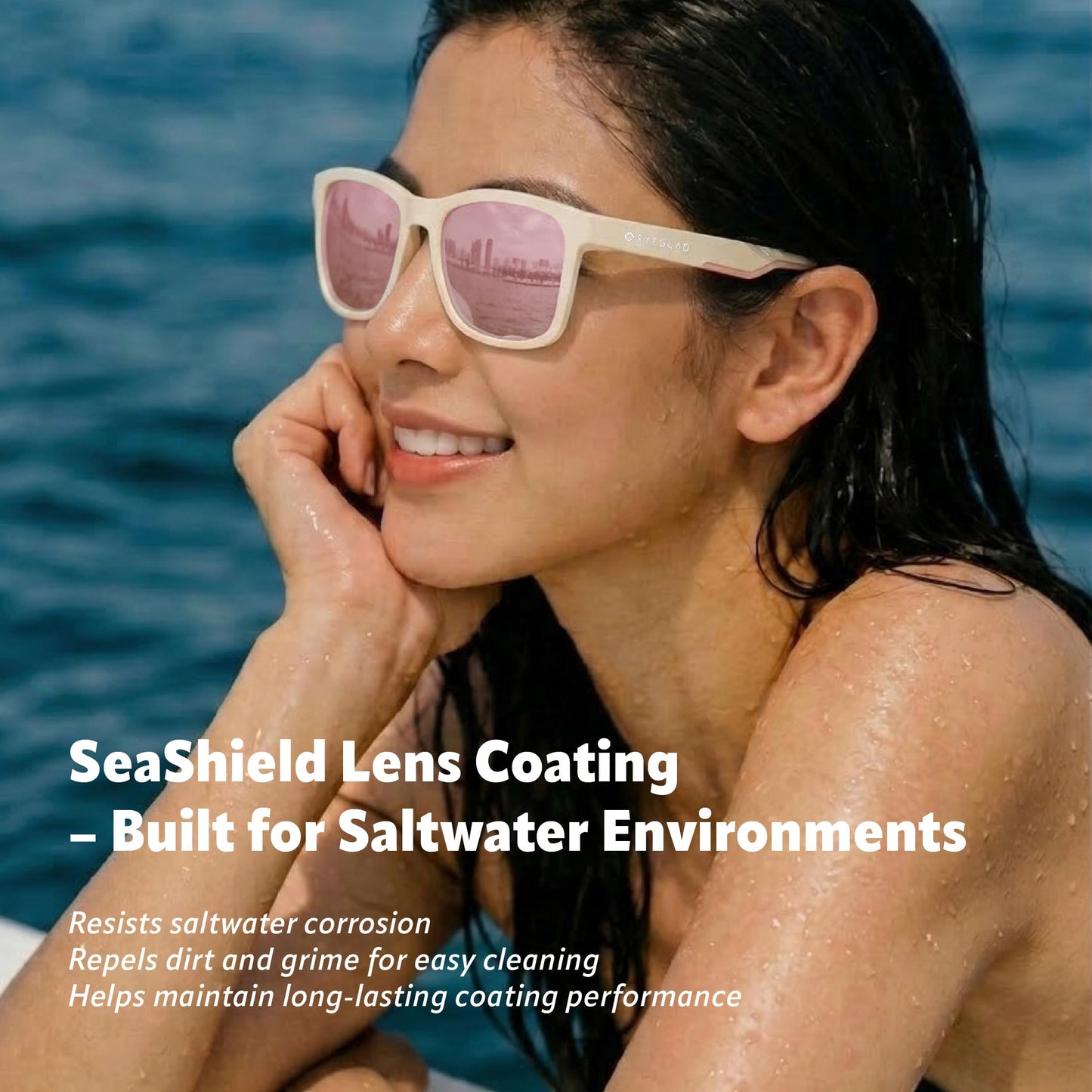 EYEGLAD SUNWAVE Ultra-lightweight Design Lifestyle Sunglasses Outdoor Fishing Polarized UV400 Men Women Running Sports (Glacier White)