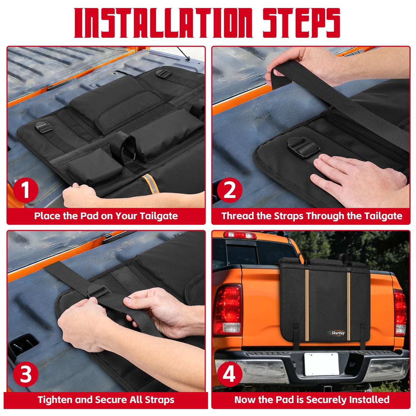 Tailgate 2 Bike Pad for E-Bike and Mountain Bike, Outdoors Tailgate Protection Pad with Additional Replaceable E-Bike Straps, Ebike Tailgate Bed Mat for Truck Pickup