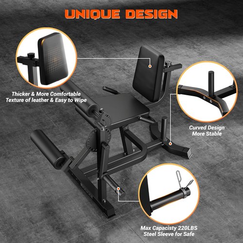GOIMU Leg Extension and Curl Machine, 4 in 1 Lower Body Workout Machine, Adjustable Leg Curl Machine with Plate Loaded, Leg Extension Machine with Exercise Bench Z2-Upgrade(Black)