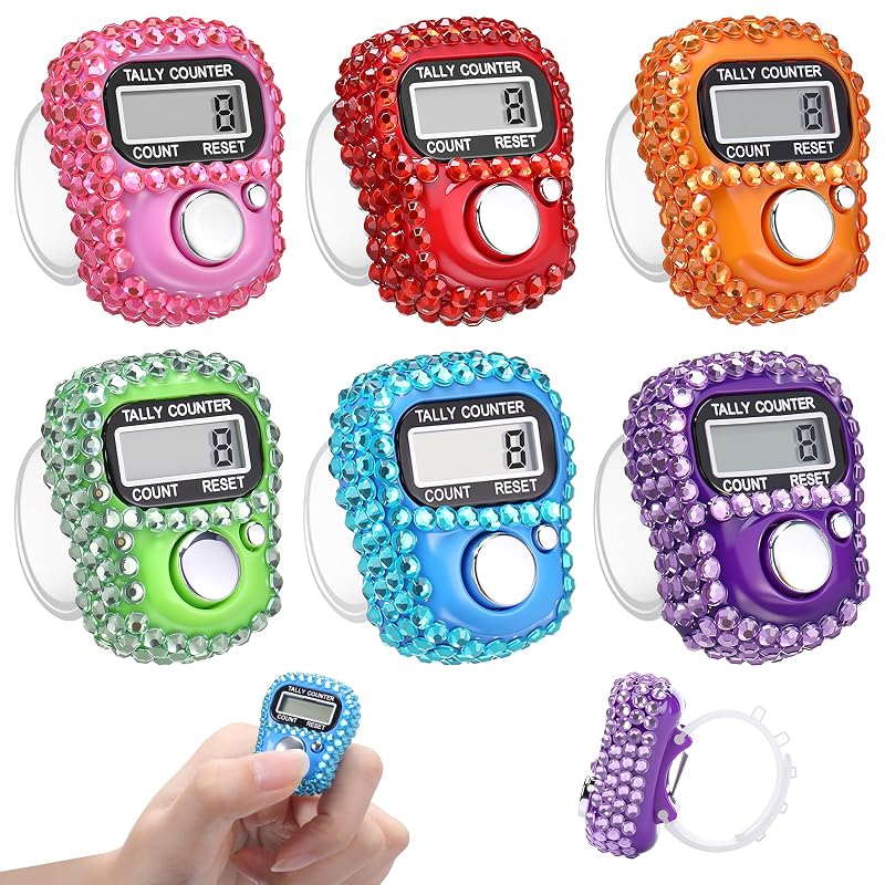 Simgoing Tasbeeh Counter Electronic Finger Clicker Counter - 6 Bright Colors