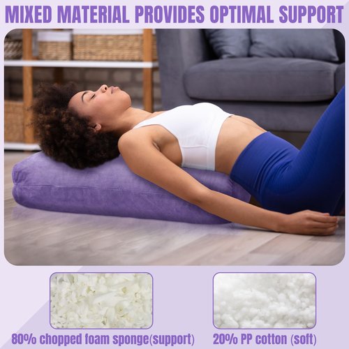 MABOZOO Yoga Bolster Pillow, Rectangular Bolster for Restorative Yoga & Meditation, Professional Meditation Cushion with Carry Handle, 27"X10"X6", Purple