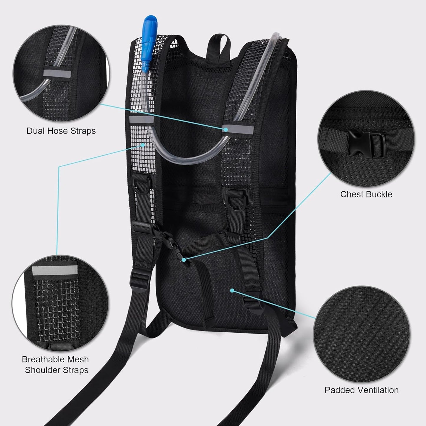 Hydration Backpack - Lightweight Water Backpack with 2L Water Bladder Bag, Running Hydration Vest Backpack for Men Women, Hydration Pack for Hiking, Cycling, Climbing MIYCOO