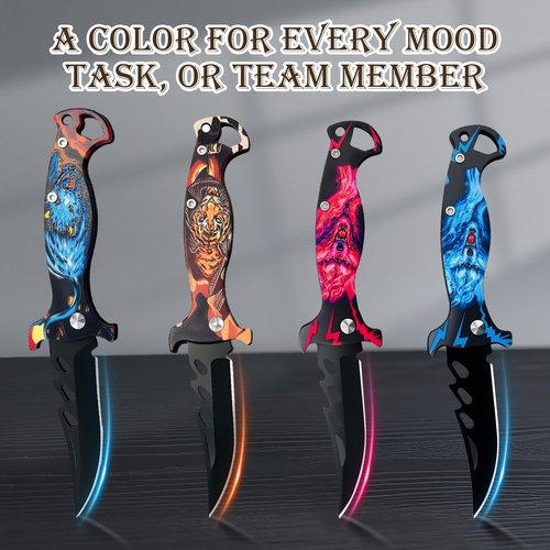 Folding Knife 4 Pack – Large Folding Gift Knives for Men – Tactical EDC Outdoor Knife Set for Camping, Survival, Hunting Gear