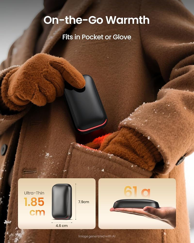 Gaiatop Electric Hand Warmer – Magnetic 2-Pack, Black, Rechargeable, 3 Temperature Levels