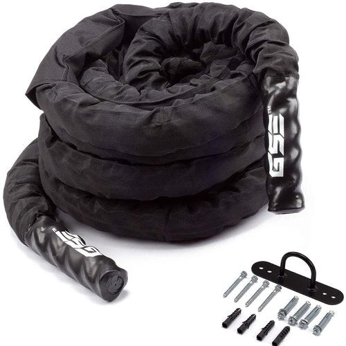 GSE Games & Sports Expert Gym Battle Rope, Heavy Workout Battle Ropes for Indoor & Outdoor Workout, Exercise Ropes for Strength Training - 30, 40, 50 Feet Lengths Available