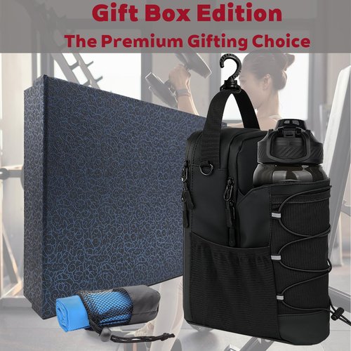 Gtzzot Magnetic Gym Bag for Men and Women with Water Bottle Holder | Sling Strap Carrier with 4 Strong Magnets Secure Hydration | Crossbody pouch with Phone Pocket for Travel & Sport Accessories