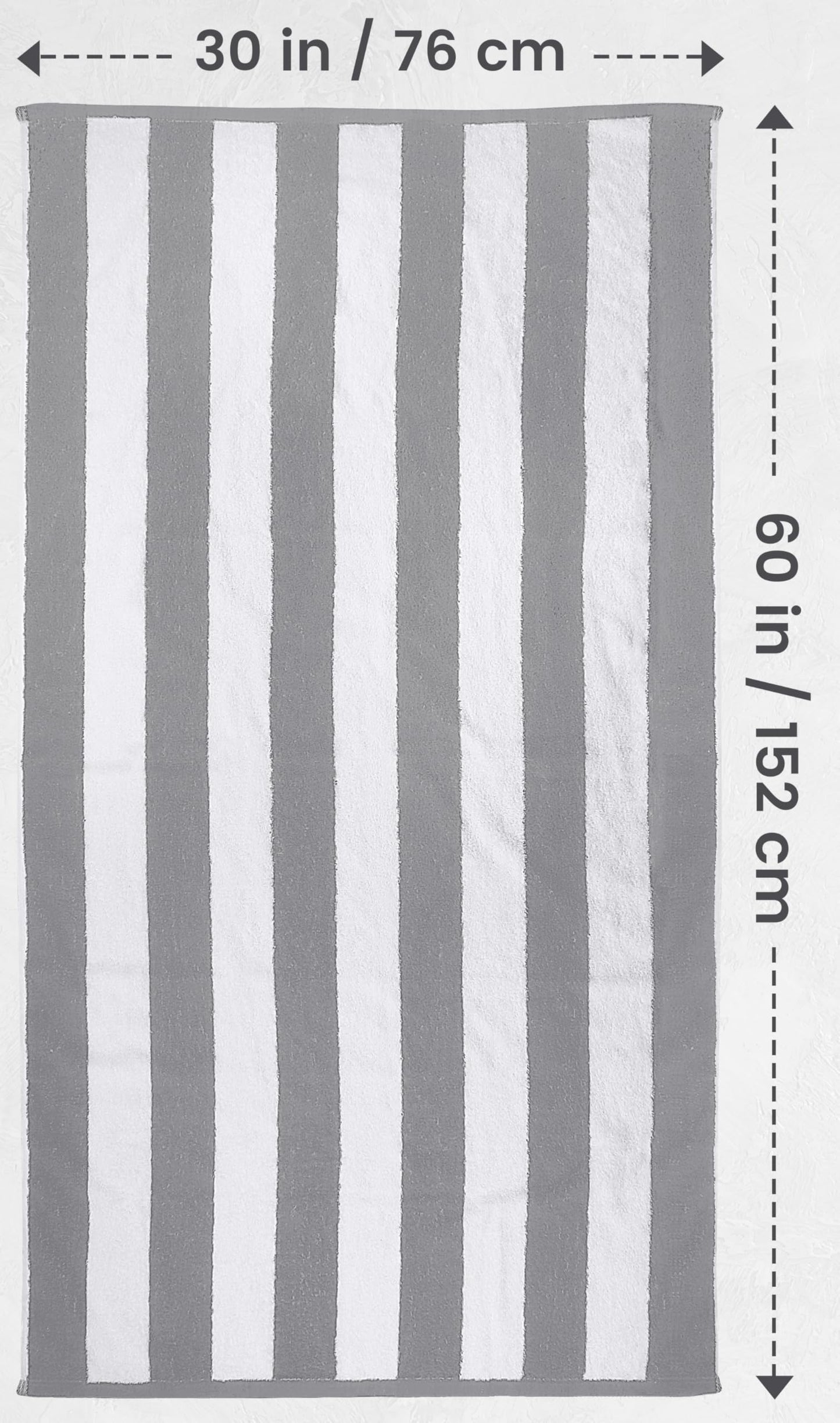 Utopia Towels Pack of 4 Cabana Beach Towels, Oversized 30 x 60 Inches Cotton Beach Towel Set, Smooth Ring Spun Texture for Pool and Swim Days, Modern Striped Design Bath Towels, Grey
