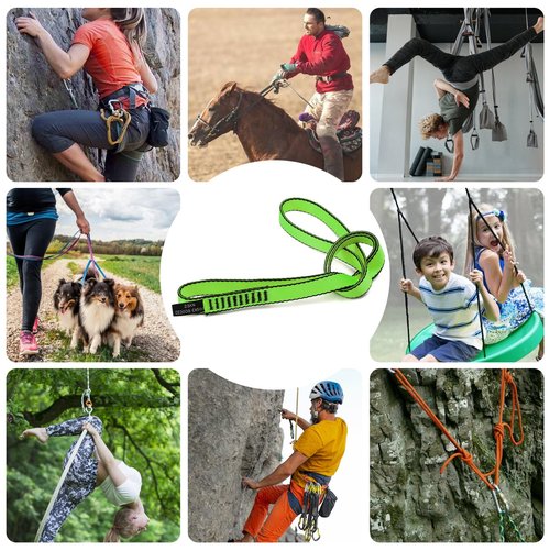 VFKENA 18MM Nylon Climbing Sling Runner 23KN CE2008/EN566 Strong Webbing Straps for Rock Climbing,Mountaineering, Rappelling, Swing, Yoga Hammock etc (Grey, 30cm/12inch | Pack of 2)