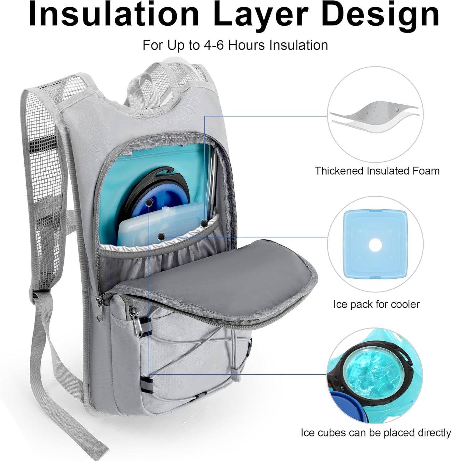 Hydration Backpack - Lightweight Water Backpack with 2L Water Bladder Bag, Running Hydration Vest Backpack for Men Women, Hydration Pack for Hiking, Cycling, Climbing MIYCOO