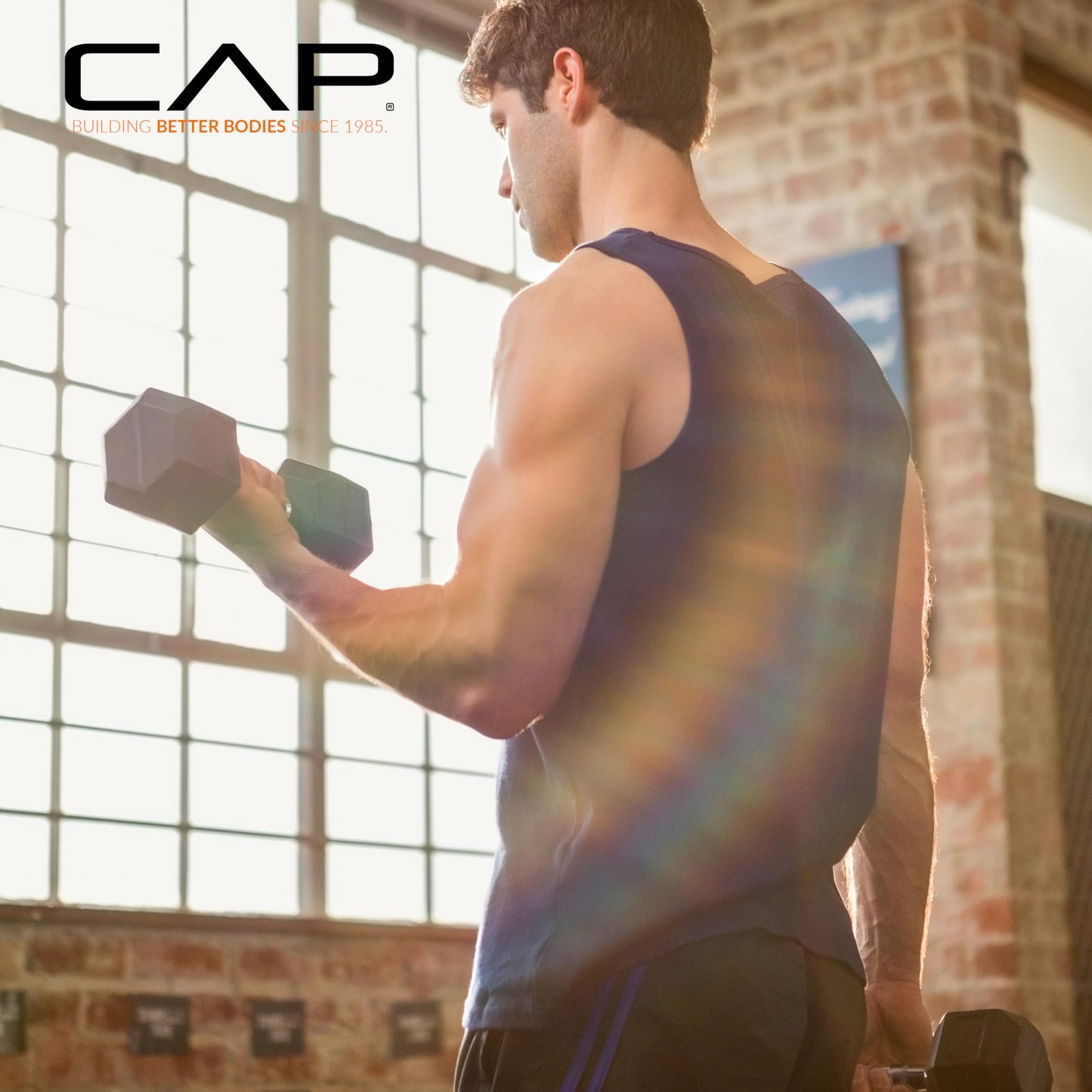 CAP 85 LB Rubber Coated Hex Dumbbell Weight, Rubber Free Weights for Home Gym Strength Training, Comfort Grip Handle, Pair