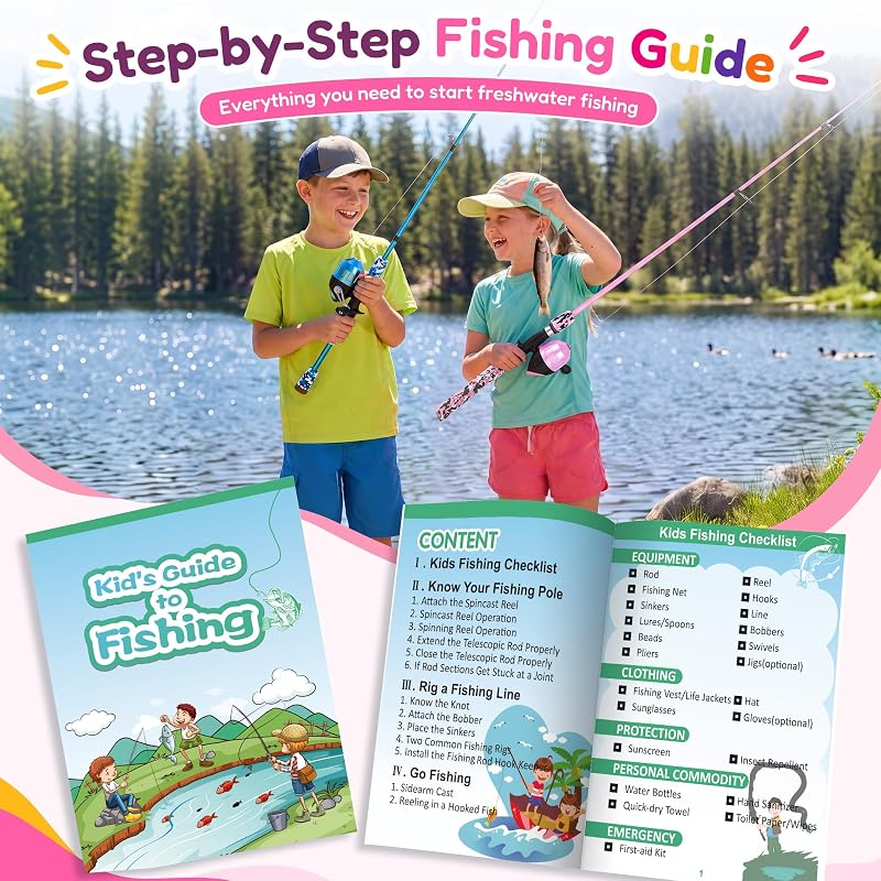 ODDSPRO Kids Telescopic Fishing Pole & Spincast Reel Kit - Pink, 4.92 ft Variation