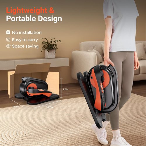 GORISE Under Desk Elliptical Machine, Portable Ellipse Leg Exerciser as Seen on Tv for Seniors, Fully Assembled Seated Pedal Exerciser with Remote, Manual & Auto Mode for Home Office (Orange)
